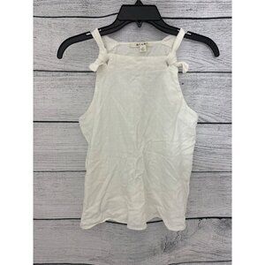 Miami White Linen Knotted Shoulder Tank Top Size M